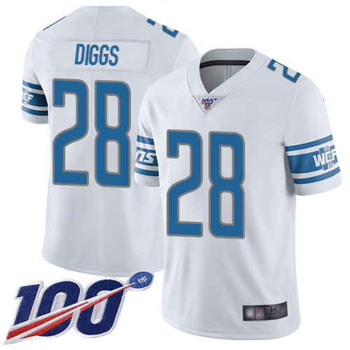Detroit Lions Limited White Youth Quandre Diggs Road Jersey NFL Football 28 100th Season Vapor Untouchable